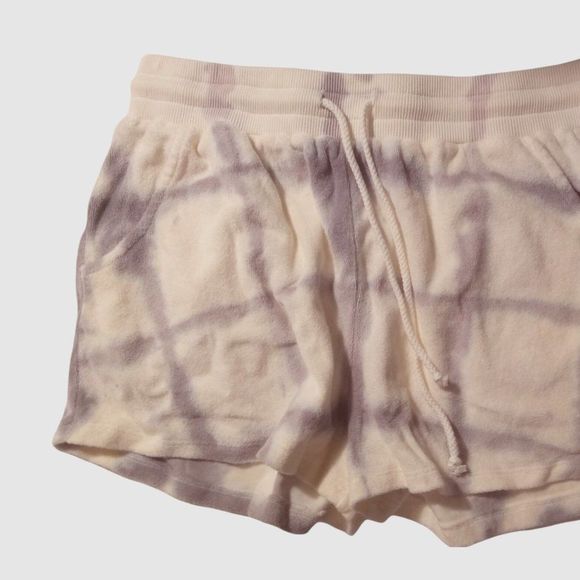 MODODOC TERRY TIE DYE STRIPE DRAWSTRING SHORTS POCKETS CREAM GRAY SMALL - Picture 4 of 4